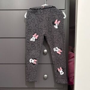 Zara x Disney Kids Charcoal Leggings with Pink Bows